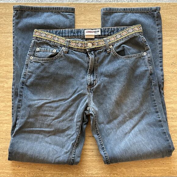 Londonjean Boho Belted Look Low Rise Flare Bootcut Dark Wash Jeans - Picture 3 of 9